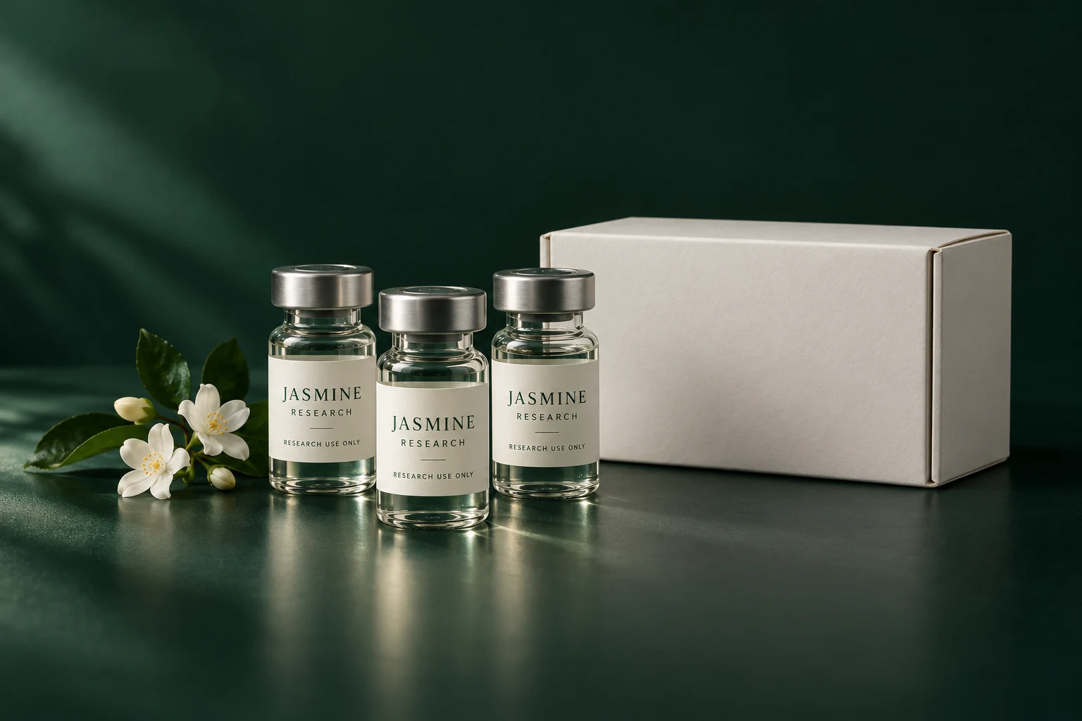 Jasmine Research vials and carton